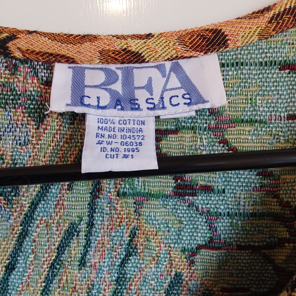 Vintage 90s Animal Print Tapestry Vest Button Down - Picture 2 of 8